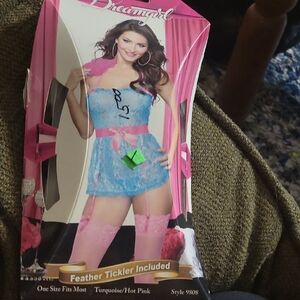 Dreamgirl Turquoise and Pink Lace Chemise